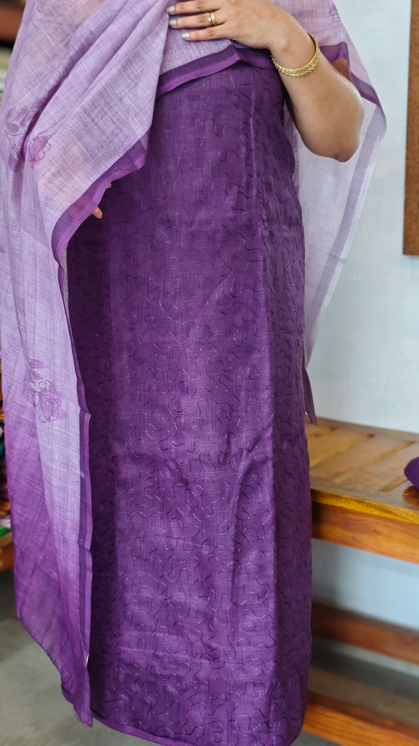Purple Linen Cotton Suit - QS52