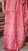 Rustic Peach Zari Checked Tussar Silk Saree - NZ91