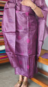 Wine Purple Tussar Silk Suit with Cross Stitch Embroidery - FNA4