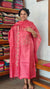 Peach Pink Tussar Silk Suit with Multi Thread Cross Stitch Embroidery - FNA4