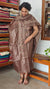 Brown Tussar Silk Suit with Multi Thread Cross Stitch Embroidery - FNA4