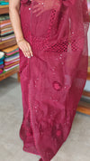 Maroon Super net Kota Saree with Crochet work - 9818