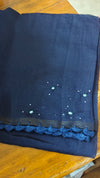Navy Blue Super net Kota Saree with Crochet work - 9818