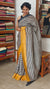 Black and White Striped Desi Tussar Silk Saree