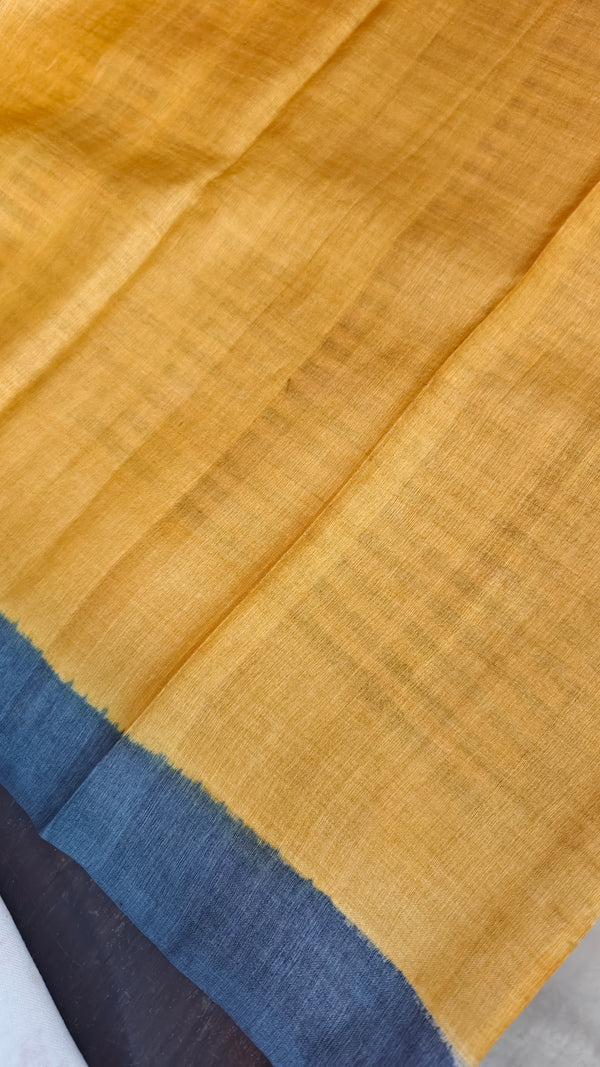 Black and White Striped Desi Tussar Silk Saree
