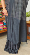 Black and Gold Checked Semi Silk Saree - 9733