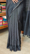 Black and Gold Checked Semi Silk Saree - 9733