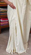 Butter Yellow and Gold Checked Semi Silk Saree - 9733