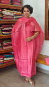 Punch Pink Embroidered Tussar Silk Suit - E882