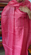 Punch Pink Embroidered Tussar Silk Suit - E882