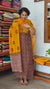 Brown and Mustard Block Printed Net Kota Suit - U729