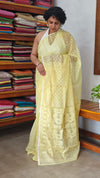 Pastel Yellow Cotton Muslin Jamdani Saree