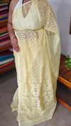 Pastel Yellow Cotton Muslin Jamdani Saree