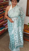 Aque Blue Muslin Cotton Jamdani Saree