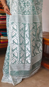 Aque Blue Muslin Cotton Jamdani Saree