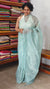 Aqua Blue Tissue Organza Saree with Mirror Work - 3637A