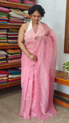Pink Tissue Organza Saree with Mirror Work - 3637A