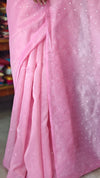 Pink Tissue Organza Saree with Mirror Work - 3637A