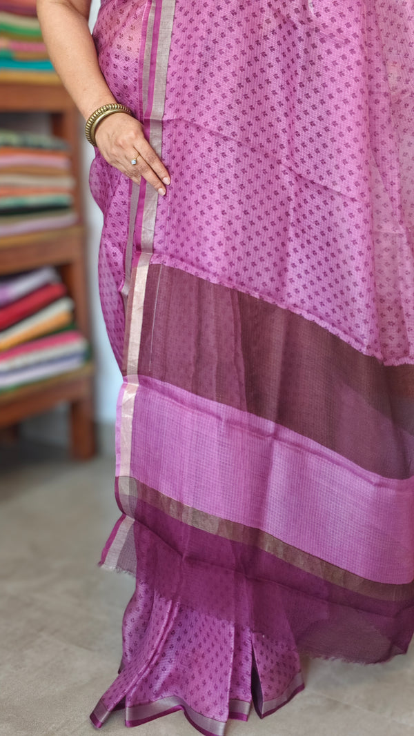 Lilac Printed Pure Kota Silk Saree - KTS3