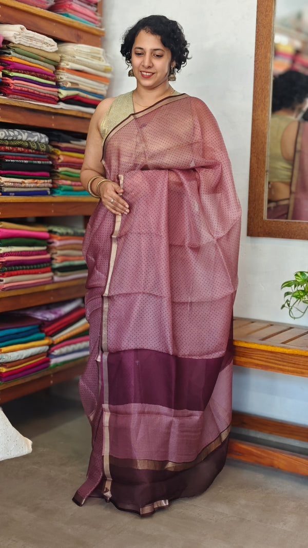 Mauve Printed Pure Kota Silk Saree - KTS3