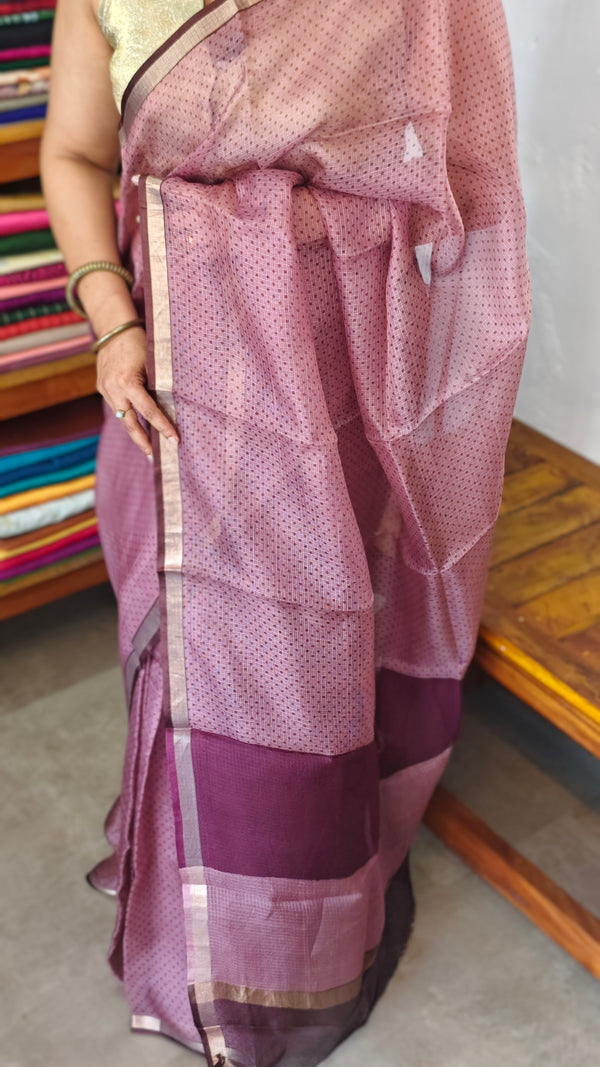 Mauve Printed Pure Kota Silk Saree - KTS3