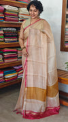 Rosy Beige Polka Print Pure Kota Silk Saree - KTS3