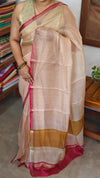Rosy Beige Polka Print Pure Kota Silk Saree - KTS3