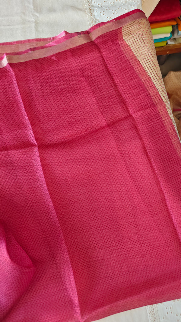 Rosy Beige Polka Print Pure Kota Silk Saree - KTS3