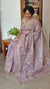 Dusty Lavender Linen Tissue Saree with Zari Embroidery - XN28