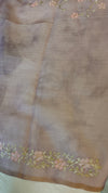 Dusty Lavender Linen Tissue Saree with Zari Embroidery - XN28