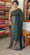 Bottle Green Chinon silk Banarasi Saree - CB492