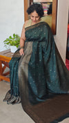 Bottle Green Chinon silk Banarasi Saree - CB492