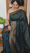 Bottle Green Chinon silk Banarasi Saree - CB492