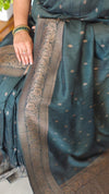 Bottle Green Chinon silk Banarasi Saree - CB492
