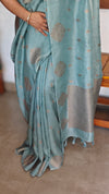 Aqua Mist Chinon Silk Banarasi Saree - CB492