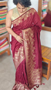 Rich Maroon Chinon Silk Banarasi Saree - CB492