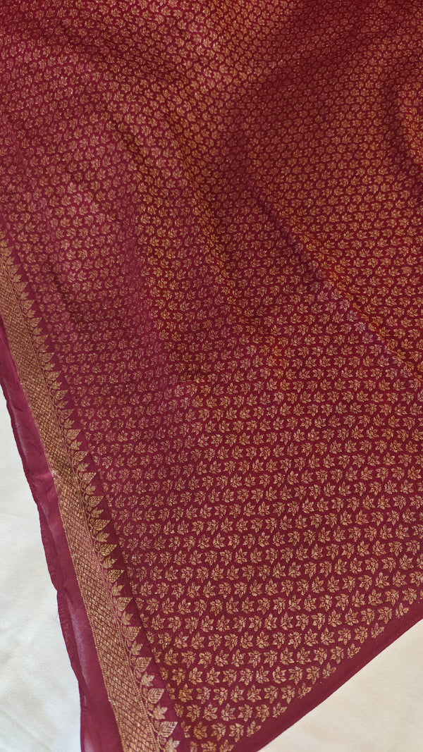 Rich Maroon Chinon Silk Banarasi Saree - CB492