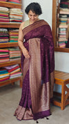 Deep Purple Chinon Silk Banarasi Saree - CB492
