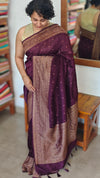 Deep Purple Chinon Silk Banarasi Saree - CB492