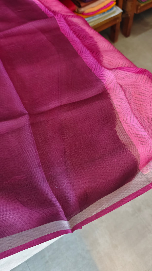 Rani Pink Printed Pure Kota Silk Saree - KTS3