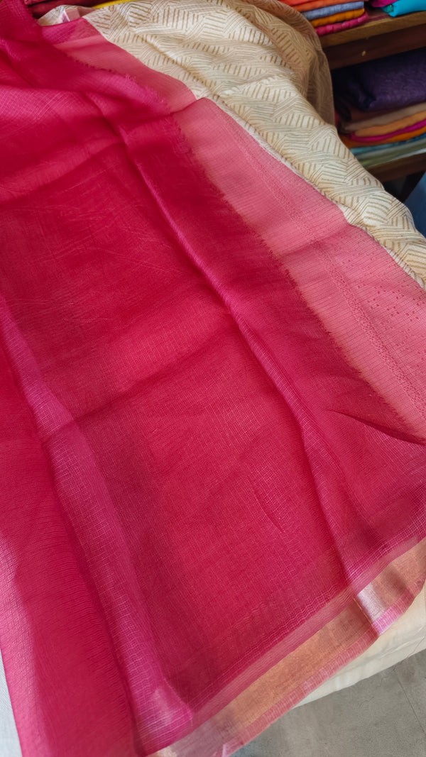 Light Beige Printed Pure Kota Silk Saree - KTS3
