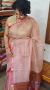 Rosy Beige Printed Pure Kota Silk Saree - KTS3