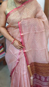 Rosy Beige Printed Pure Kota Silk Saree - KTS3