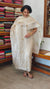 Cream Zari Checked Tussar Silk Suit with Cross Stitch embroidery - 81NZ