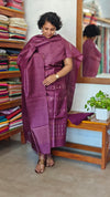 Wine Tussar Silk Suit with Zari Weaving - PT18A