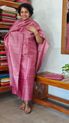 Puce Pink Tussar Silk Suit with Zari Weaving - PT18A