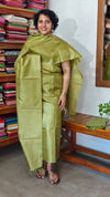 Chartreuse Green Tussar Silk Suit with Zari Weaving - PT18A
