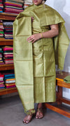 Chartreuse Green Tussar Silk Suit with Zari Weaving - PT18A