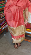 Beige and Peach Printed Tussar Silk Suit - SH93