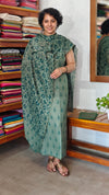 Forest Green Printed Jute Net Suit - DE312